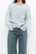 Load image into Gallery viewer, RAILS x Heathered Blue, White Wool-Blend Knit Sweater (XS-M)