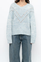 Load image into Gallery viewer, RAILS x Heathered Blue, White Wool-Blend Knit Sweater (XS-M)