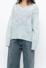 Load image into Gallery viewer, RAILS x Heathered Blue, White Wool-Blend Knit Sweater (XS-M)