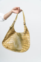 Load image into Gallery viewer, Vintage x CHARLIE LAPSON Green Croc Leather Slouch Purse