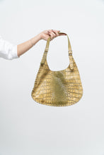Load image into Gallery viewer, Vintage x CHARLIE LAPSON Green Croc Leather Slouch Purse