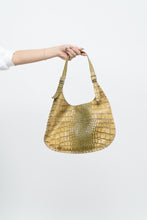 Load image into Gallery viewer, Vintage x CHARLIE LAPSON Green Croc Leather Slouch Purse