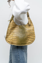 Load image into Gallery viewer, Vintage x CHARLIE LAPSON Green Croc Leather Slouch Purse