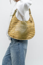 Load image into Gallery viewer, Vintage x CHARLIE LAPSON Green Croc Leather Slouch Purse