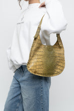 Load image into Gallery viewer, Vintage x CHARLIE LAPSON Green Croc Leather Slouch Purse