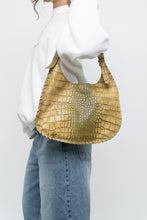 Load image into Gallery viewer, Vintage x CHARLIE LAPSON Green Croc Leather Slouch Purse