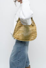 Load image into Gallery viewer, Vintage x CHARLIE LAPSON Green Croc Leather Slouch Purse