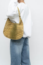 Load image into Gallery viewer, Vintage x CHARLIE LAPSON Green Croc Leather Slouch Purse