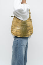 Load image into Gallery viewer, Vintage x CHARLIE LAPSON Green Croc Leather Slouch Purse