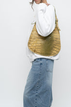 Load image into Gallery viewer, Vintage x CHARLIE LAPSON Green Croc Leather Slouch Purse