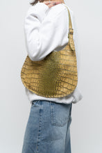 Load image into Gallery viewer, Vintage x CHARLIE LAPSON Green Croc Leather Slouch Purse