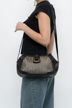 Load image into Gallery viewer, Vintage x GUCCI Bootleg Braided Silver, Gold Black Leather Purse