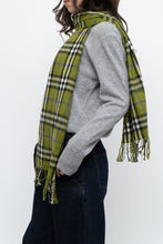 Load image into Gallery viewer, Vintage x Green Plaid Cashmere-feel Scarf