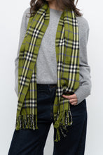 Load image into Gallery viewer, Vintage x Green Plaid Cashmere-feel Scarf