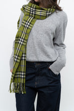 Load image into Gallery viewer, Vintage x Green Plaid Cashmere-feel Scarf