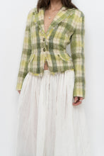 Load image into Gallery viewer, Vintage x Green Plaid Mohair Cropped Blazer (S, M)