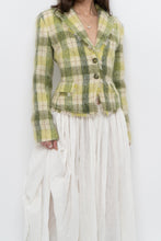 Load image into Gallery viewer, Vintage x Green Plaid Mohair Cropped Blazer (S, M)