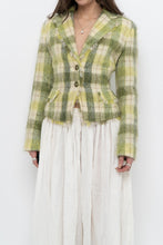 Load image into Gallery viewer, Vintage x Green Plaid Mohair Cropped Blazer (S, M)