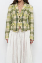 Load image into Gallery viewer, Vintage x Green Plaid Mohair Cropped Blazer (S, M)