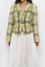 Load image into Gallery viewer, Vintage x Green Plaid Mohair Cropped Blazer (S, M)