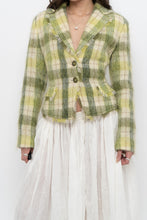Load image into Gallery viewer, Vintage x Green Plaid Mohair Cropped Blazer (S, M)