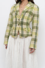 Load image into Gallery viewer, Vintage x Green Plaid Mohair Cropped Blazer (S, M)