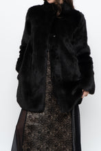 Load image into Gallery viewer, BABATON x Black Faux Fur Dress Coat (XS, S)