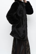 Load image into Gallery viewer, BABATON x Black Faux Fur Dress Coat (XS, S)