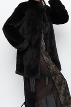 Load image into Gallery viewer, BABATON x Black Faux Fur Dress Coat (XS, S)