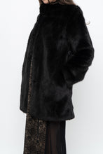 Load image into Gallery viewer, BABATON x Black Faux Fur Dress Coat (XS, S)