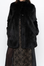 Load image into Gallery viewer, BABATON x Black Faux Fur Dress Coat (XS, S)