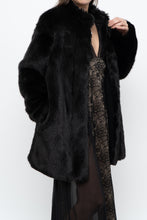 Load image into Gallery viewer, BABATON x Black Faux Fur Dress Coat (XS, S)