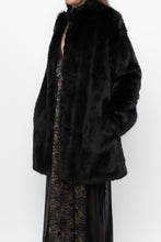 Load image into Gallery viewer, BABATON x Black Faux Fur Dress Coat (XS, S)