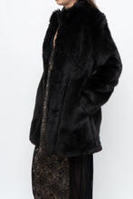 Load image into Gallery viewer, BABATON x Black Faux Fur Dress Coat (XS, S)