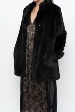 Load image into Gallery viewer, BABATON x Black Faux Fur Dress Coat (XS, S)