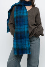 Load image into Gallery viewer, Vintage x Made in Ireland x Blue Mohair Plaid Scarf