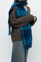 Load image into Gallery viewer, Vintage x Made in Ireland x Blue Mohair Plaid Scarf