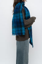 Load image into Gallery viewer, Vintage x Made in Ireland x Blue Mohair Plaid Scarf