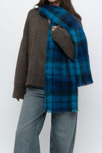 Load image into Gallery viewer, Vintage x Made in Ireland x Blue Mohair Plaid Scarf