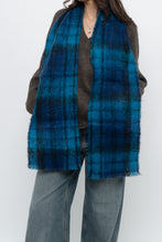 Load image into Gallery viewer, Vintage x Made in Ireland x Blue Mohair Plaid Scarf