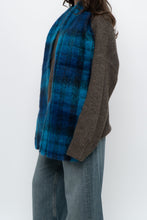 Load image into Gallery viewer, Vintage x Made in Ireland x Blue Mohair Plaid Scarf