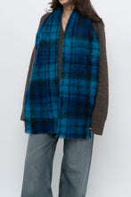 Load image into Gallery viewer, Vintage x Made in Ireland x Blue Mohair Plaid Scarf