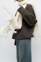 Load image into Gallery viewer, Vintage x Handknit Cream Crochet Scarf