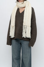 Load image into Gallery viewer, Vintage x Handknit Cream Crochet Scarf