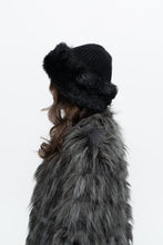 Load image into Gallery viewer, vintage x black faux fur-trimmed knit toque