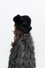 Load image into Gallery viewer, vintage x black faux fur-trimmed knit toque