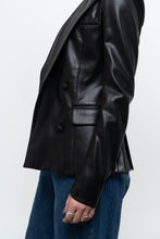 Load image into Gallery viewer, emmy deveaux x black faux leather blazer (xs)