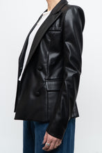 Load image into Gallery viewer, emmy deveaux x black faux leather blazer (xs)