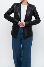 Load image into Gallery viewer, emmy deveaux x black faux leather blazer (xs)