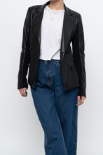 Load image into Gallery viewer, emmy deveaux x black faux leather blazer (xs)